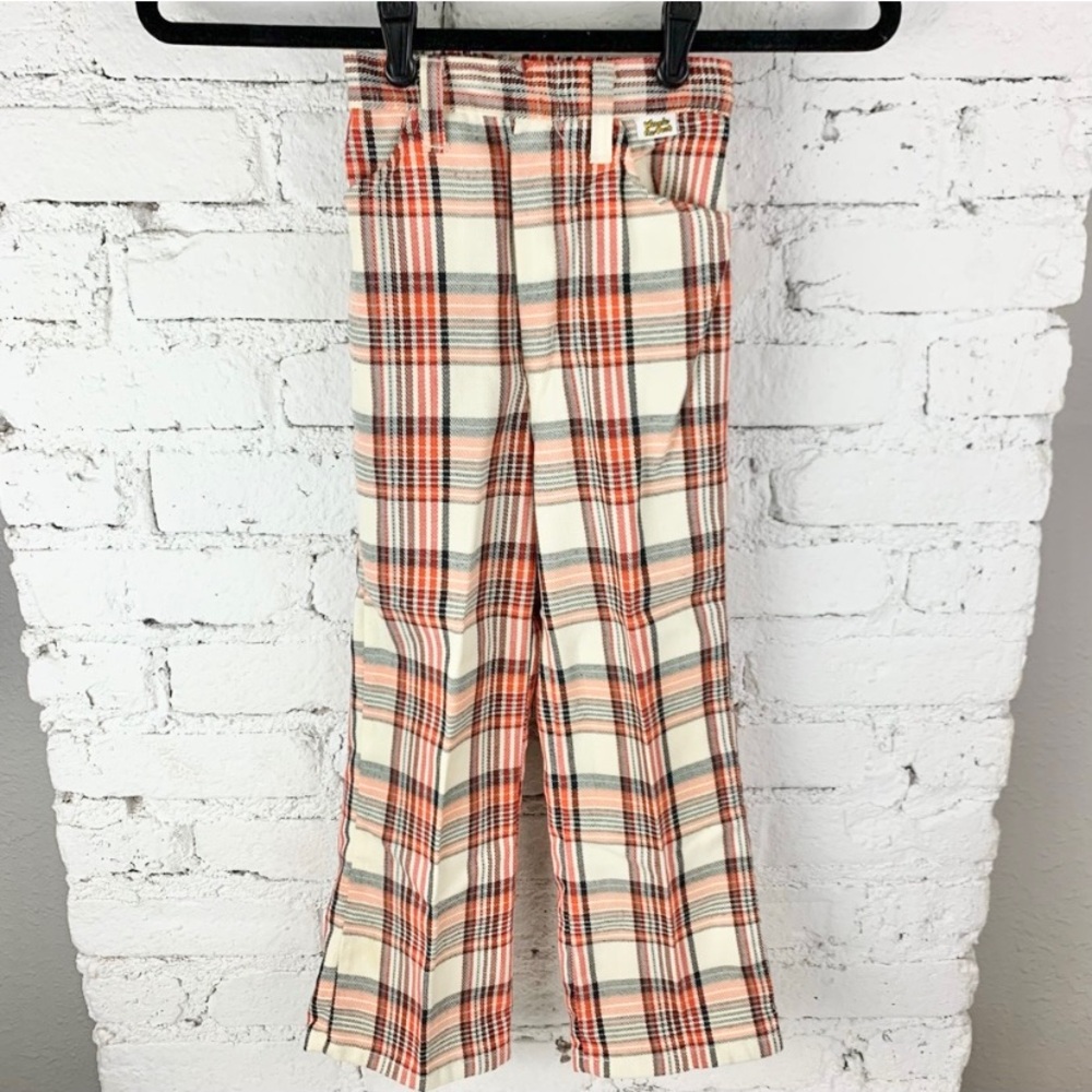 Winnie the Pooh Disney Sears Vintage Bellbottom Pants Plaid Perma-Prest 6X